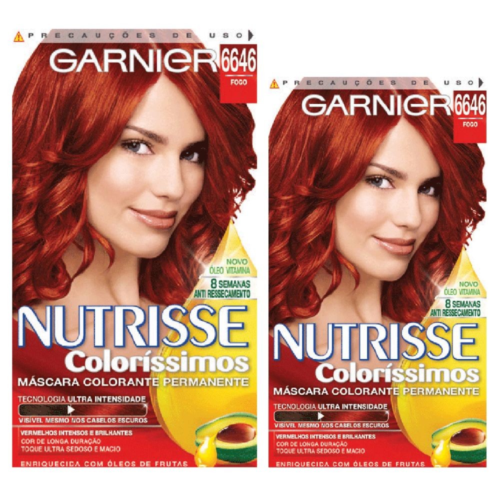 Kit 2 Tintura Nutrisse Louro Escuro Acaju Ultra Vermelho 6646 - Beauty