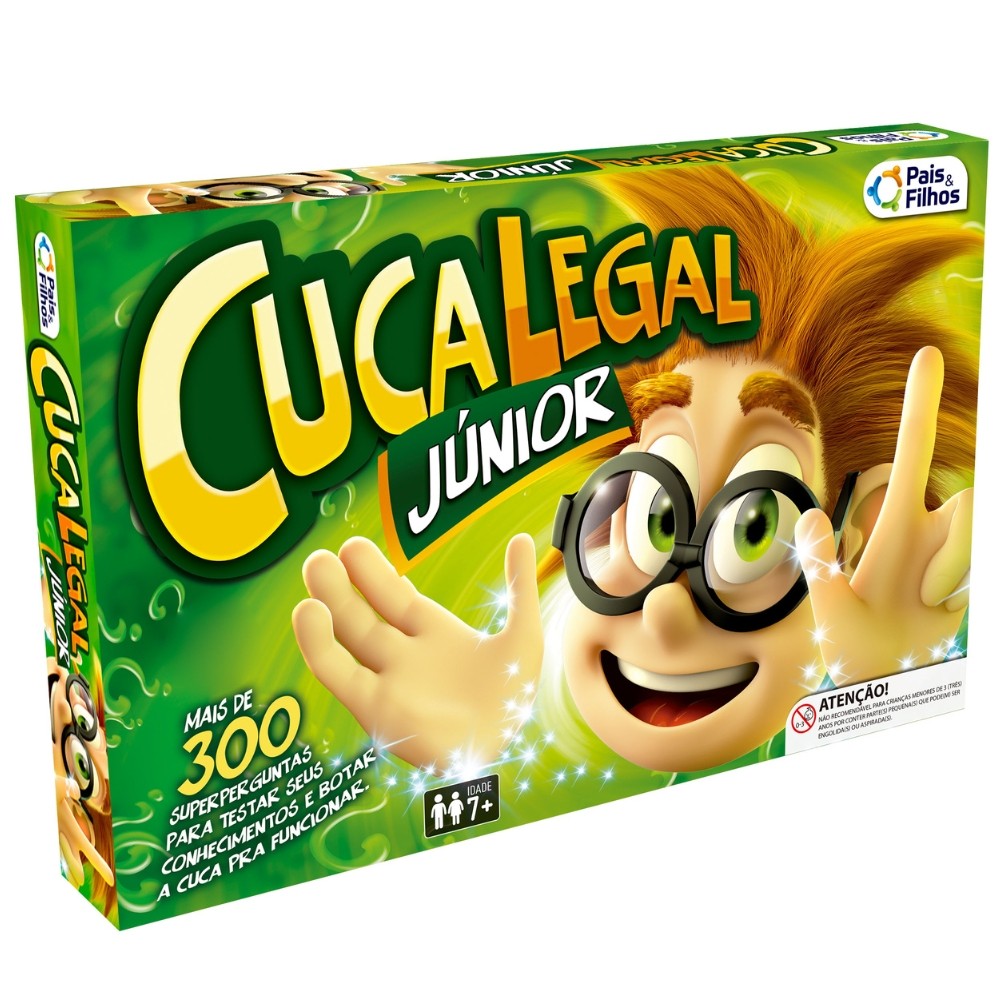 JOGO DE TABULEIRO CUCA LEGAL JÚNIOR PAIS E FILHOS BRINQUEDO 56 CARTAS RESPOSTA PERGUNTA PROFESSOR JR em Oferta na Shopee