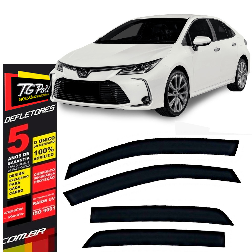 Calha de Chuva Toyota Corolla 2020 a 2025 TG Poli Defletor 4 portas Protetor Janelas Fumê em Oferta na Shopee