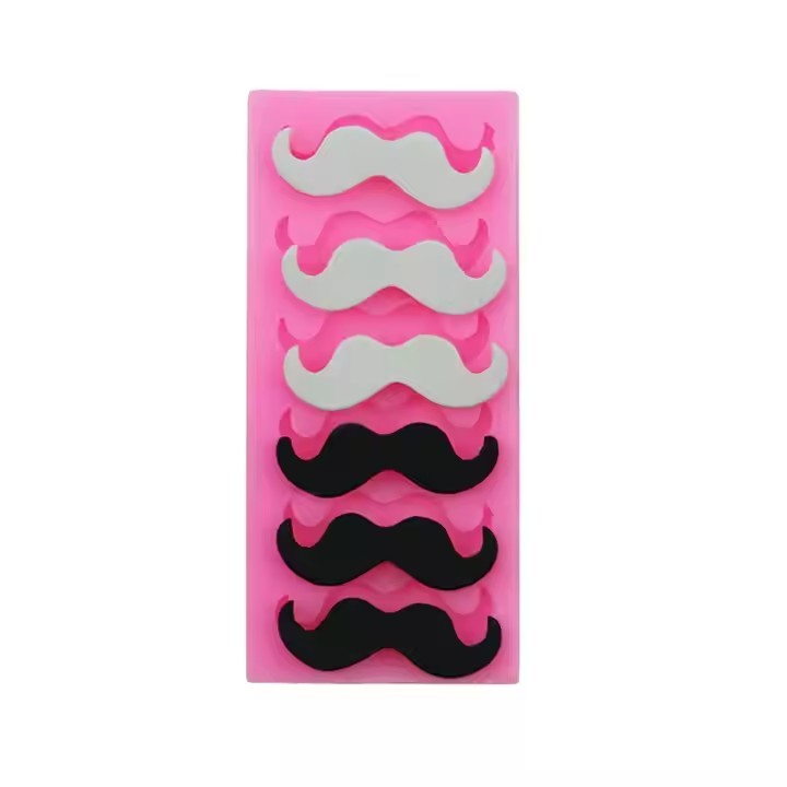 MOLDE SILICONE BIGODE BARBA FONDANT BISCUIT BISCOITO BOLO