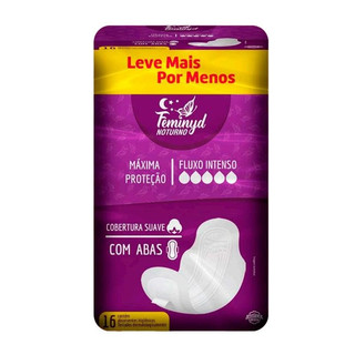 Absorvente Feminyd Noturno Fluxo Intenso Com Abas 16 Unidades em Oferta na Shopee