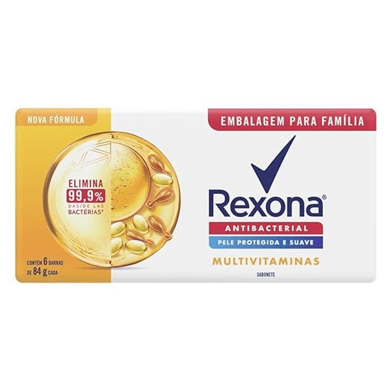 Sabonete em Barra Rexona Antibacterial Multivitaminas 6 Unidades 84g Cada em Oferta na Shopee
