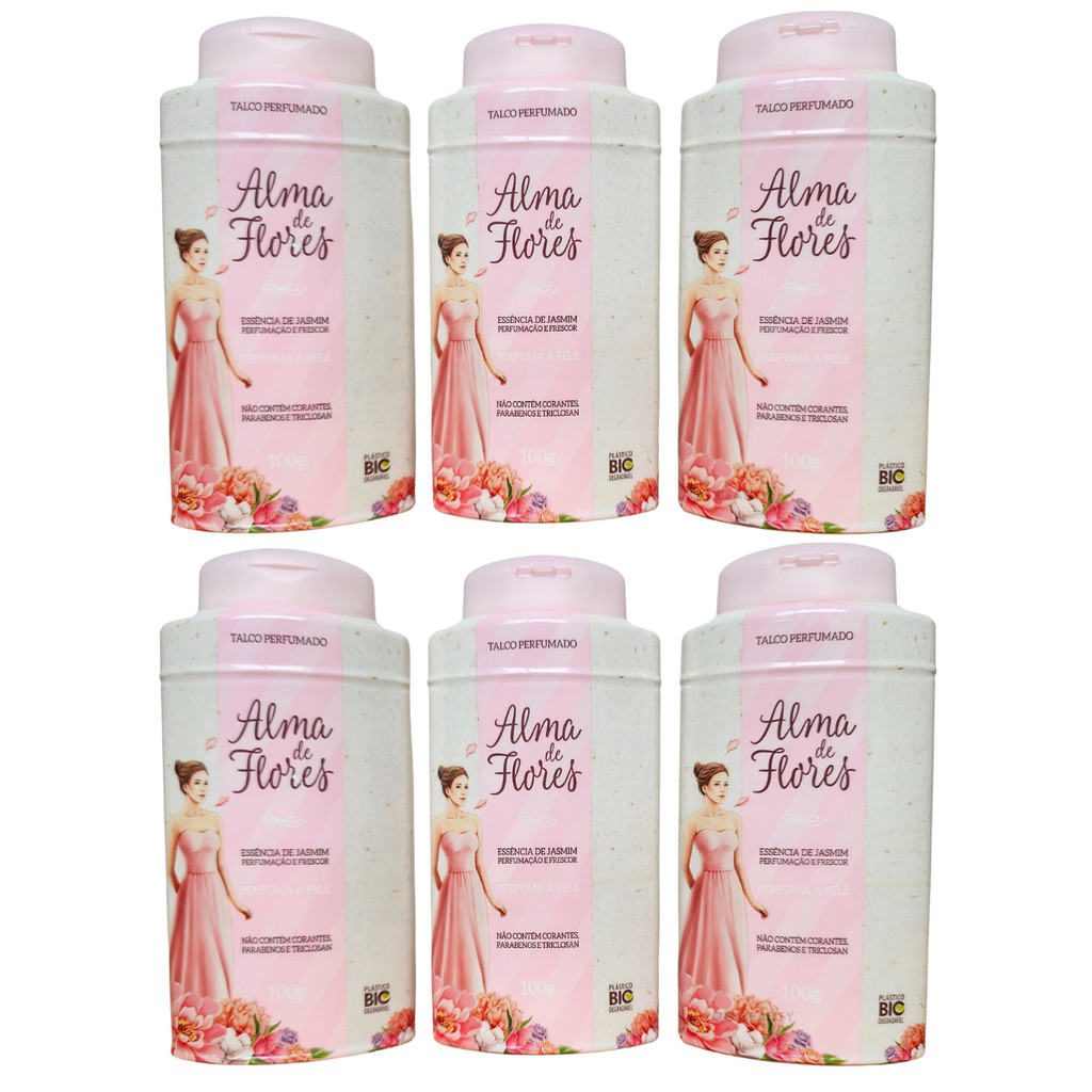 Talco Alma de Flores Jasmim 100g - 6 unidades