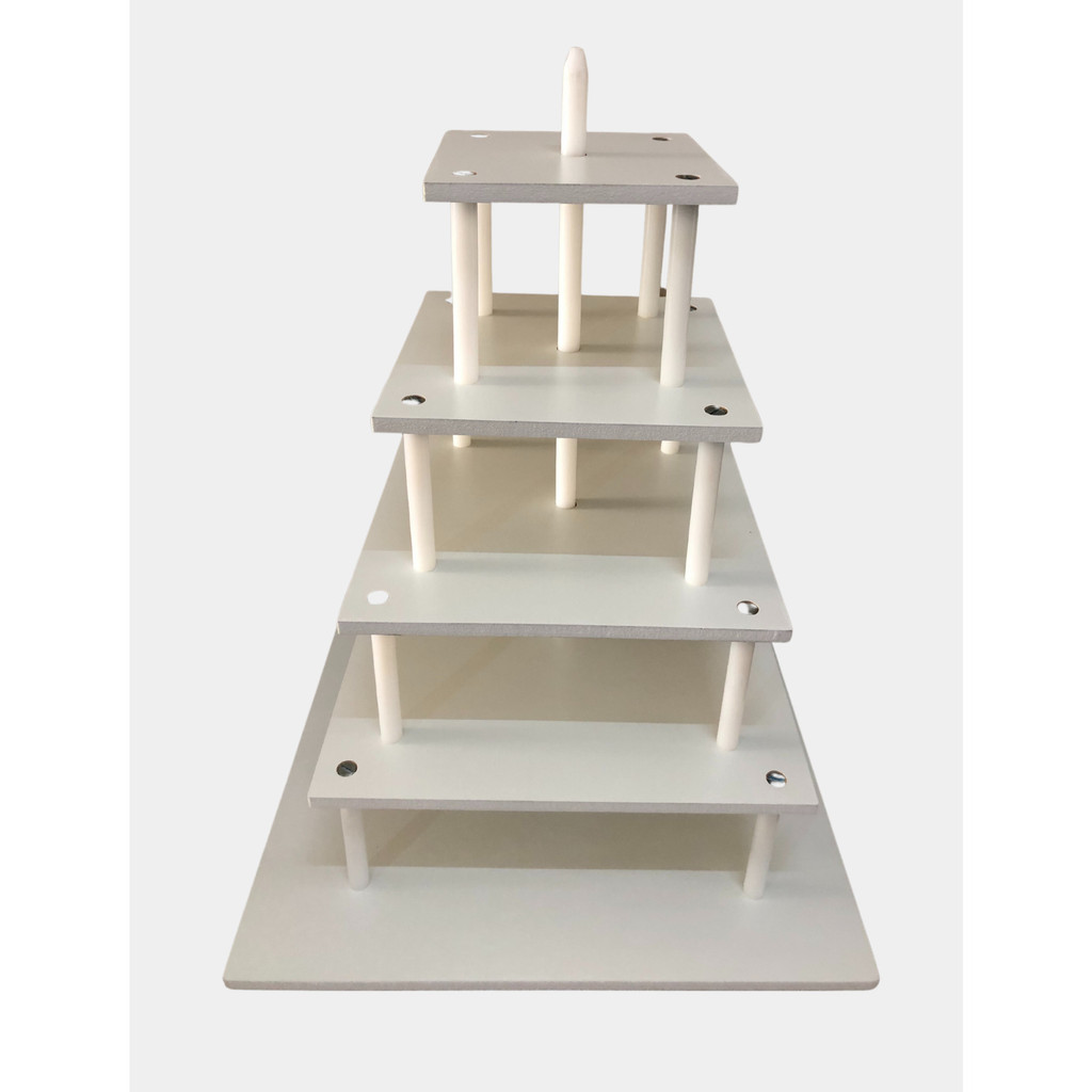 Jg suporte bolo furo central Quad. 5 andares banquinho Base 40cm 15/20/25/30cm mdf 9mm