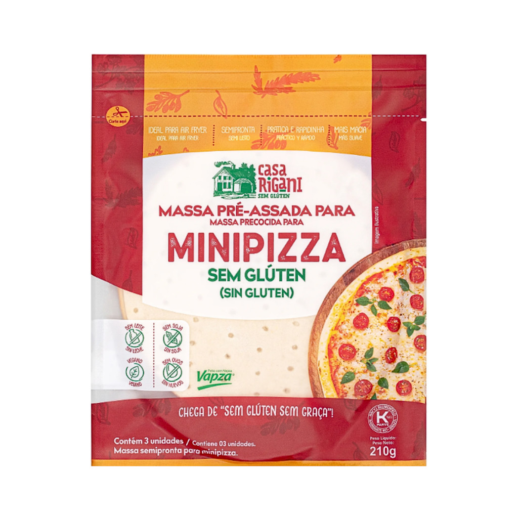 Massa Pre-Assada para Minipizza Sem Gluten 210g - Casa Rigani