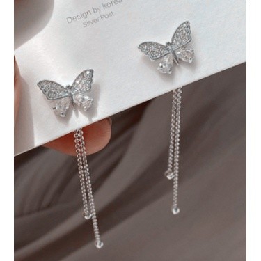 Brincos De Borboleta De Cristal Delicado Zircônio Novo S925 Agulha Ins Girl Coreana em Oferta na Shopee