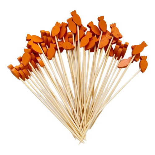 Kit 24 Palitos Bambu Petisco Enfeite Cenoura Decoração Festa
