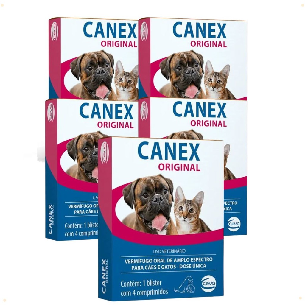 Kit 5 Vermífugo Canex Original Cães e Gatos 20 Comprimidos em Oferta na Shopee