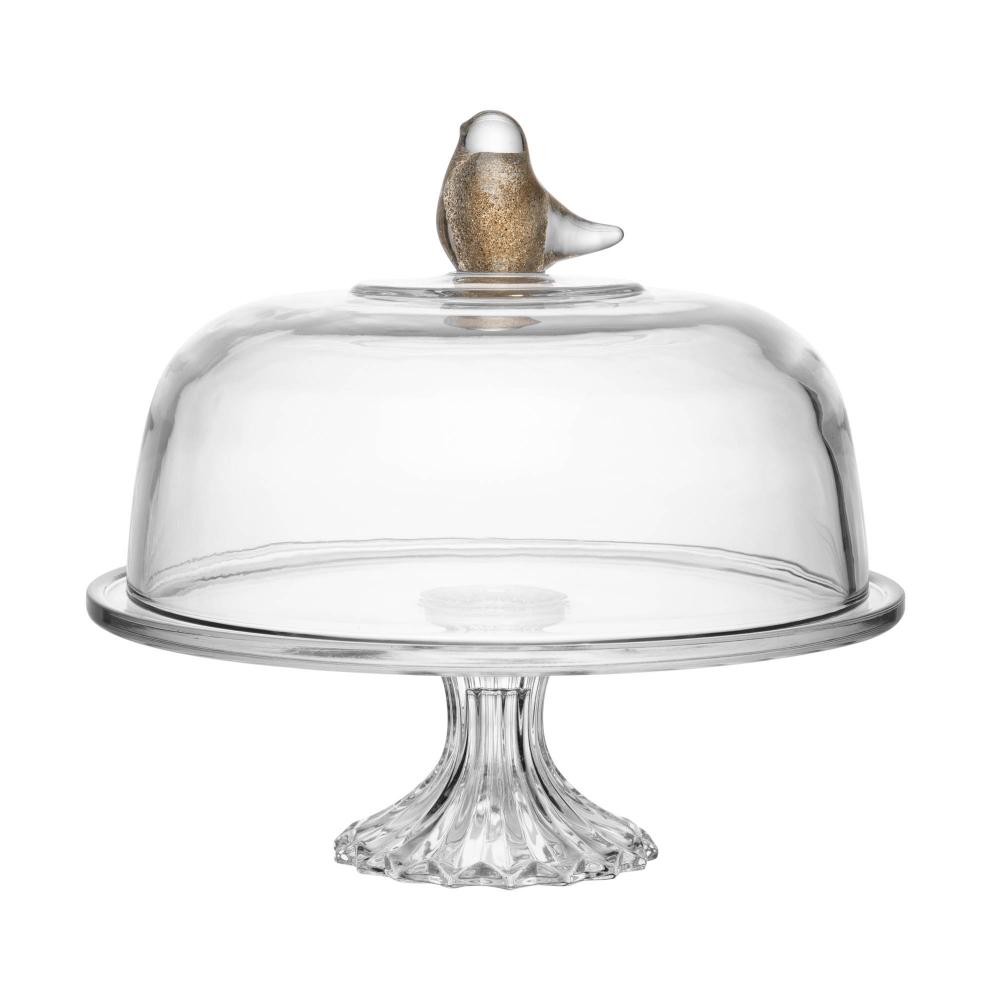 Prato Wolff de Vidro com Pé e Tampa Bird 30cm x 29cm em Oferta na Shopee