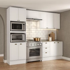 Armário de Cozinha Completa com Balcão Milla Charm Carraro Branco