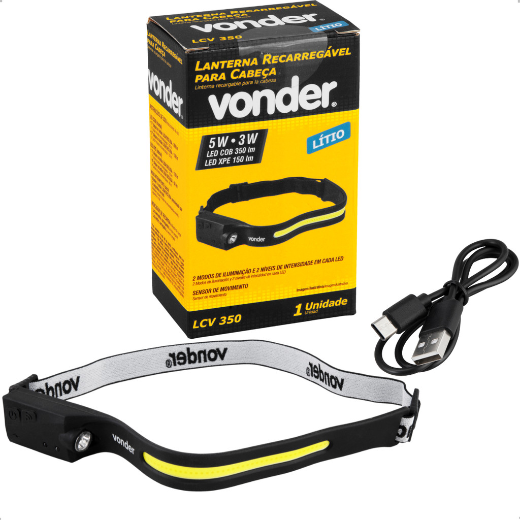 Lanterna para Cabeça Recarregável LCV350 Vonder