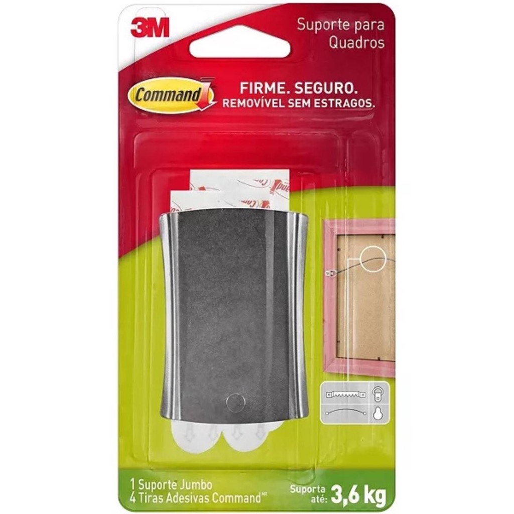 Suporte Adesivo Para Quadros Command Metálico Até 3,6kg 3m - Home & Living