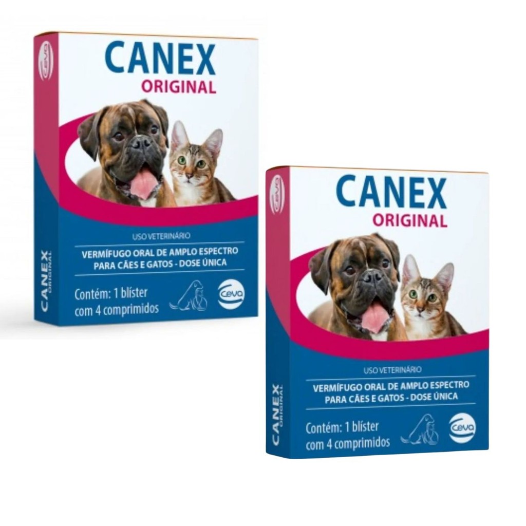 02 Canex Original Para Verme Cães Gatos Vermífugo Dose Única