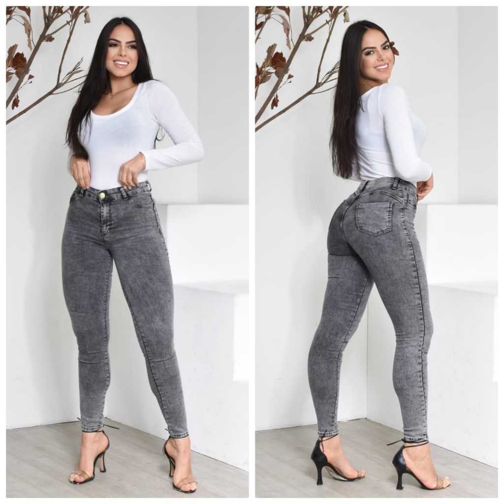 Calça Jeans Cinza/ Marmorizada/Preta Premium Cintura Alta Com Elastano Vintage Modeladora Empina Bumbum Lançamento em Oferta na Shopee