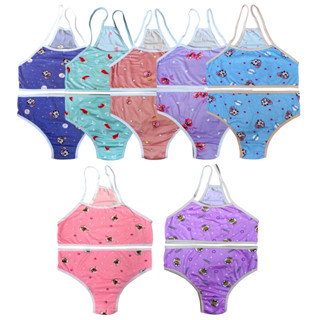 Kit 3 Conjuntos Juvenil para Pré Adolescente Estampado Calcinha e Sutiã Suede Forrado em Oferta na Shopee