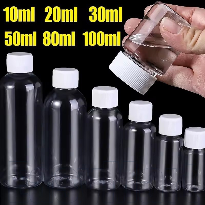 1/3/5 Unidades 10/30/100ML Garrafas De Vedação Vazias Transparentes De Plástico PET-Mini Recarregáveis-Garrafa De Embala