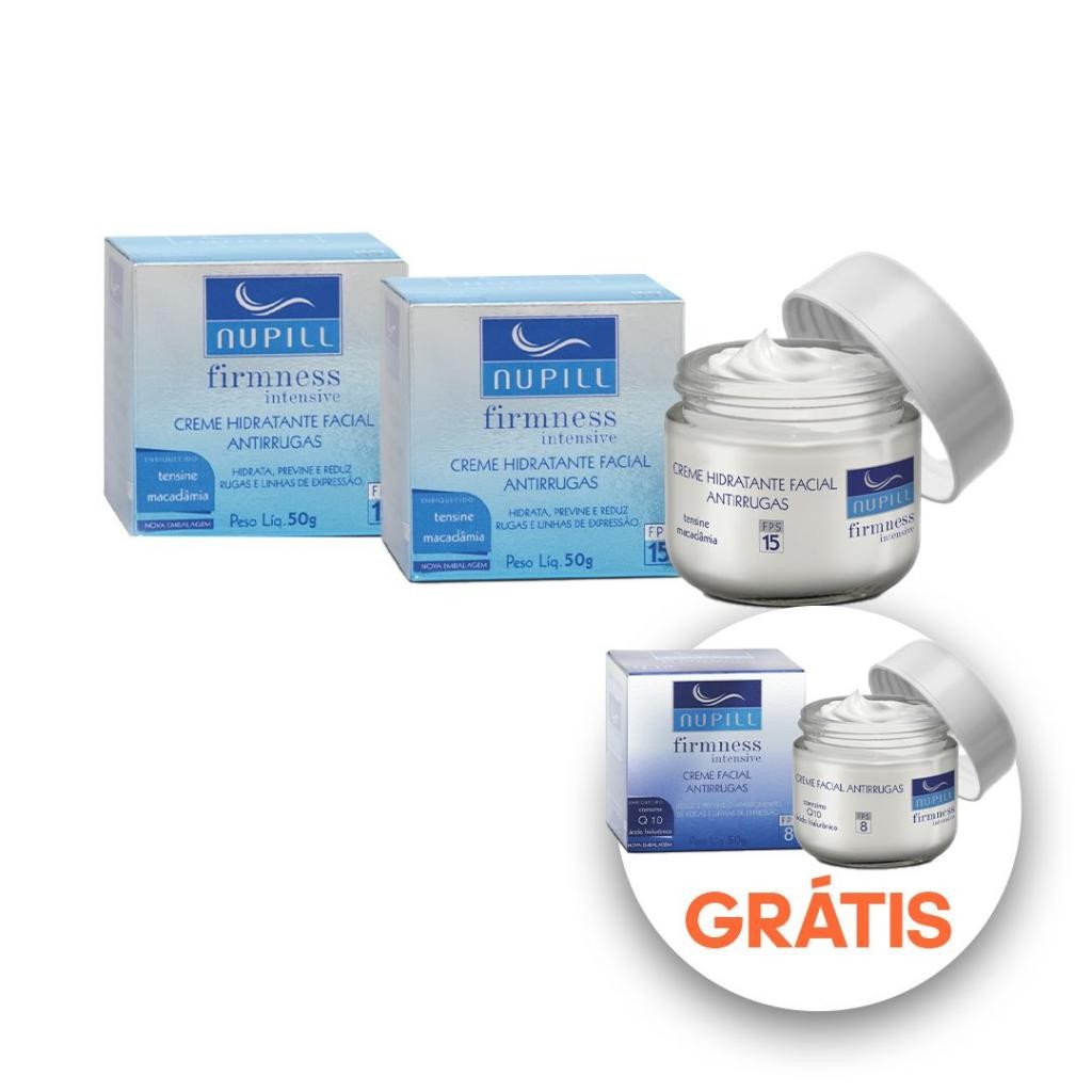 Kit c/ 2 Creme Nupill Antirrugas Fps 15 50g + Grátis Creme Nupill Antirrugas Q10 50g em Oferta na Shopee