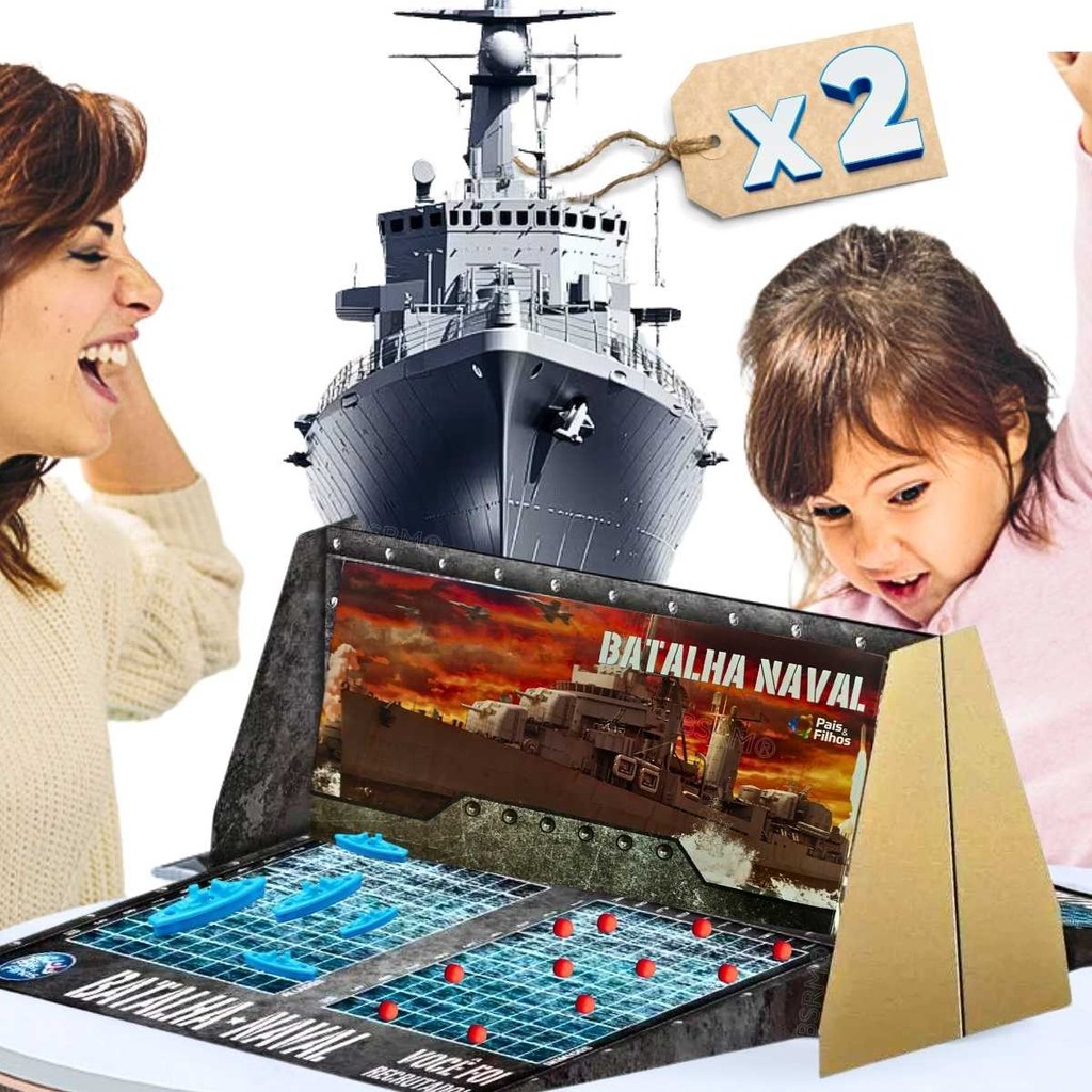 Kit 2 Jogos Batalha Naval Clássico Infantil Brinquedo Educativo Pedagógico para Crianças  9 10 anos 
