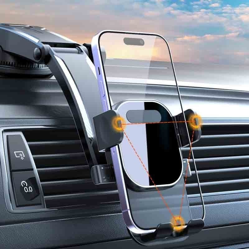Suporte para Celular no Retrovisor: Fixação 360° Segura e Ajustável com Garra Antivibração Universal p/ Carro