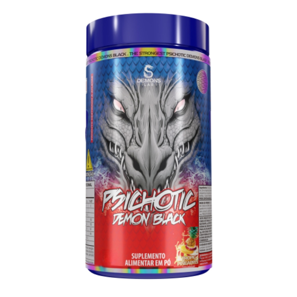 Pré-Treino Psichotic Demon Black Pote 300g Demons Lab TROPIC PINEAPLLE em Oferta na Shopee
