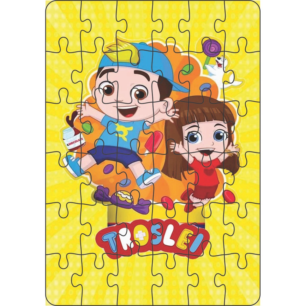 Jogo Quebra-Cabeça Jogo Infantil Educacional Lucas Neto e Gi 36 peças MDF 18x26