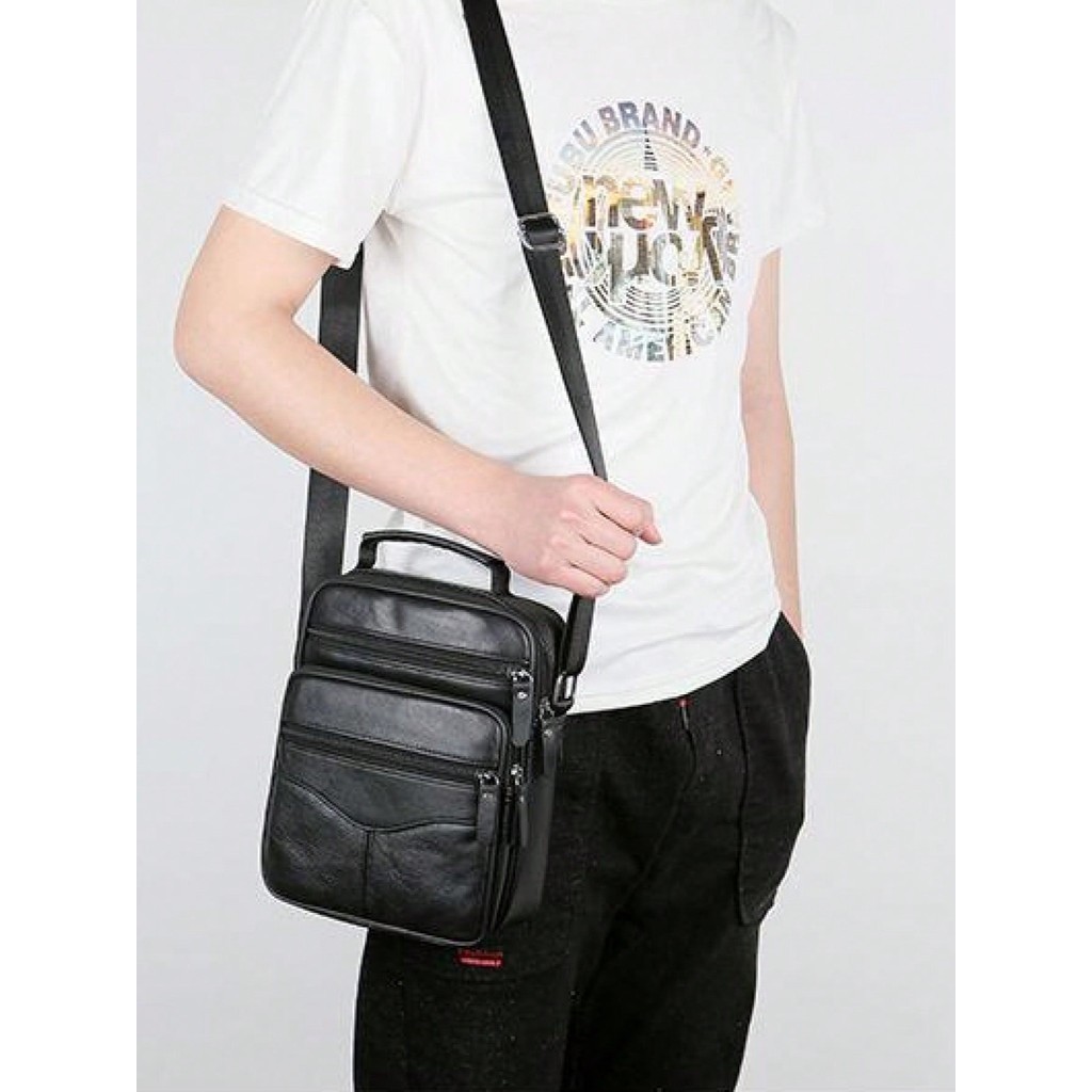 Bolsa Tiracolo Masculino de Couro Ombro Grande Capacidade Alto Qualidade em Oferta na Shopee