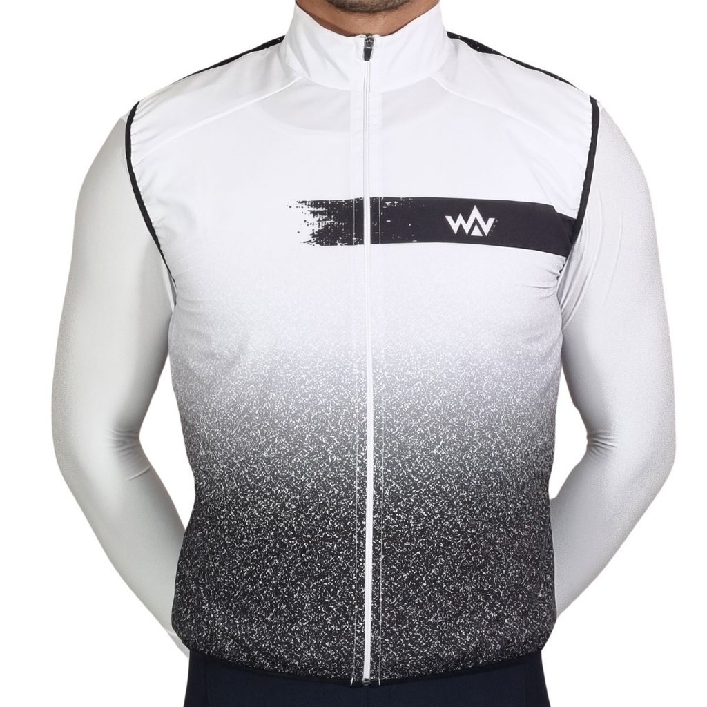 Colete Corta Vento Ciclismo a Prova de Vento Estampado Branco Degradee Unissex WV Team