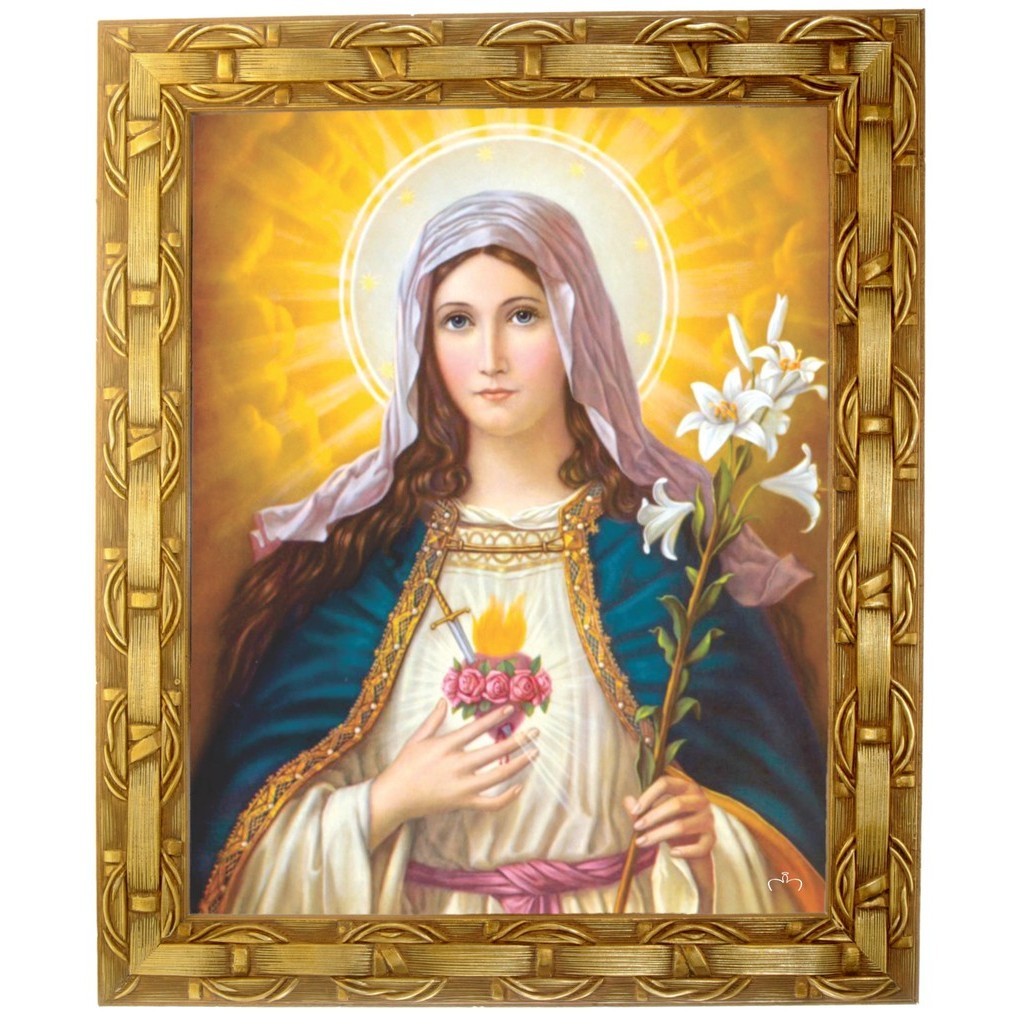 Quadro Da N. Sra. Imac. Coração, Mod. 02, 30x25cm. Angelus