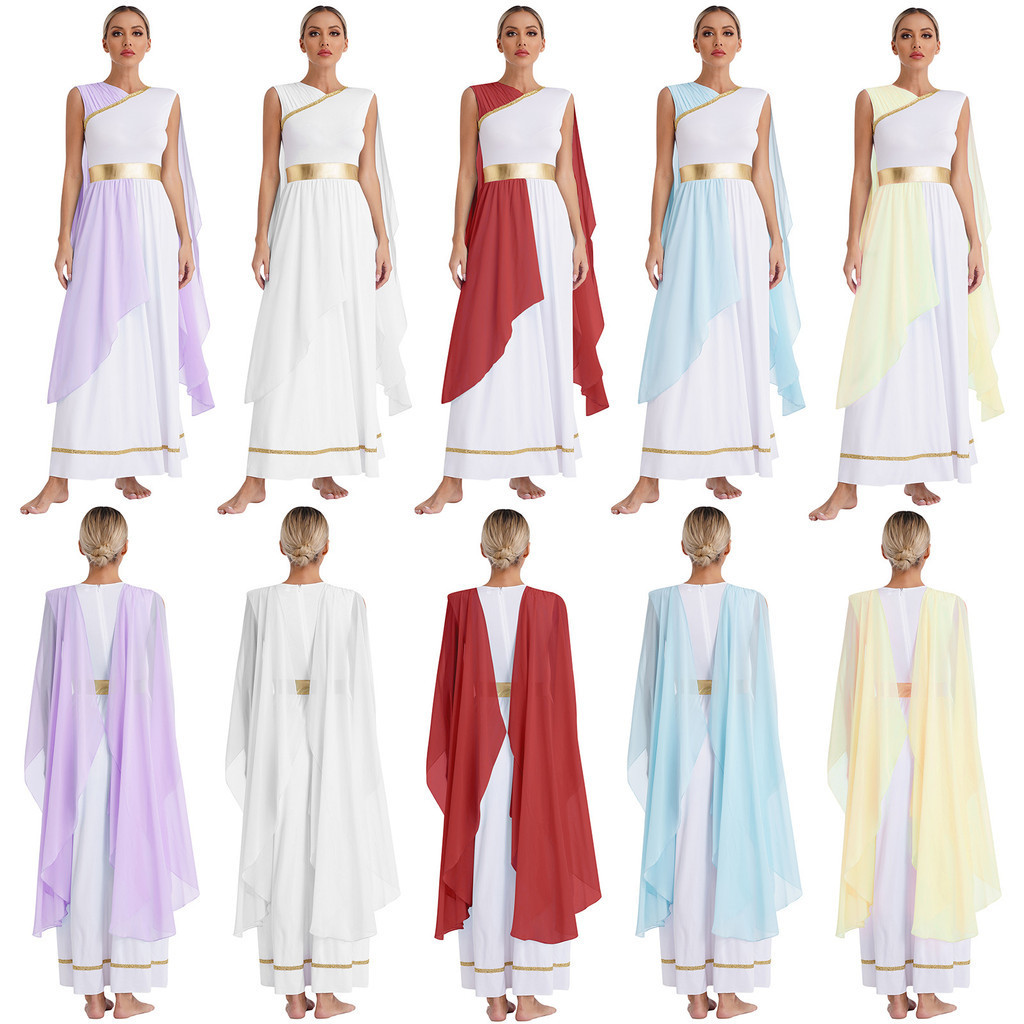 Yeahdor Adulto Antigo Grego Toga Traje Feminino Trajes Gregos De Halloween