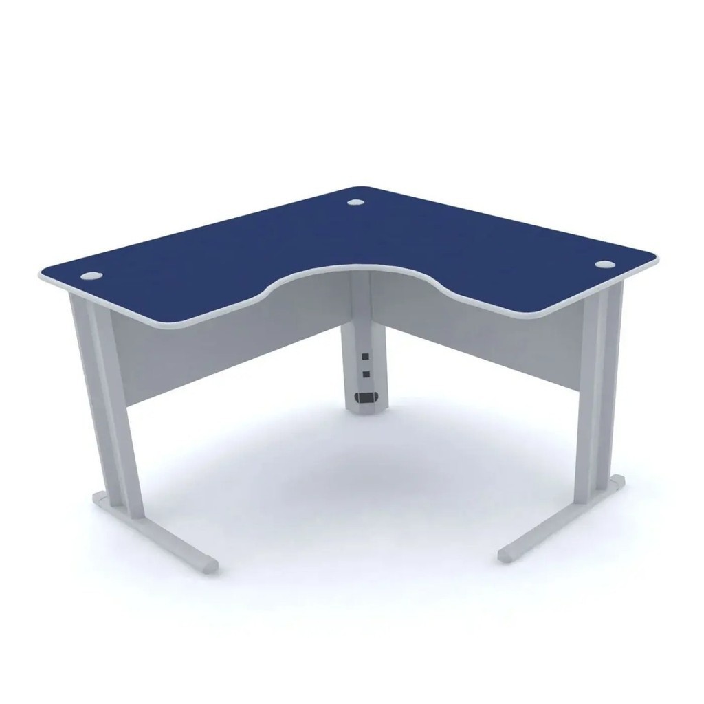Escrivaninha Mesa Escritório em L 130x130cm ETP 1313 Maxxi Cinza/Azul em Oferta na Shopee