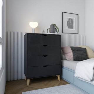 Cômoda Ipanema Alta 4 Gavetas em MDP e Pintura BP Fosca Preto em Oferta na Shopee
