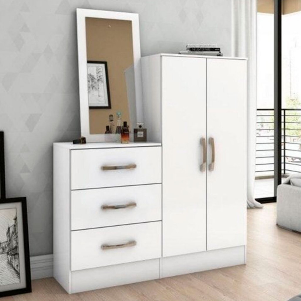 Cômoda Liza 2 Portas 3 Gavetas com Espelho em Oferta na Shopee