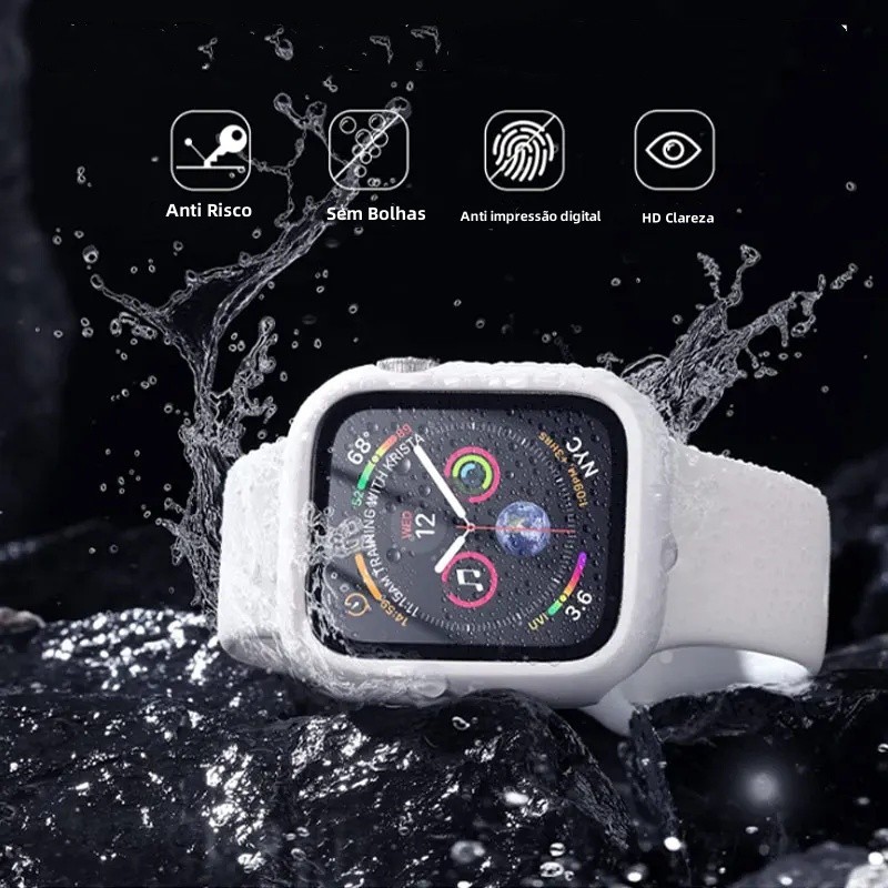 Temperado+Capinha Capa Para Apple Watch 41mm 42mm 38mm 44mm 40mm 45mm iWatch Capa Protetora PC Case