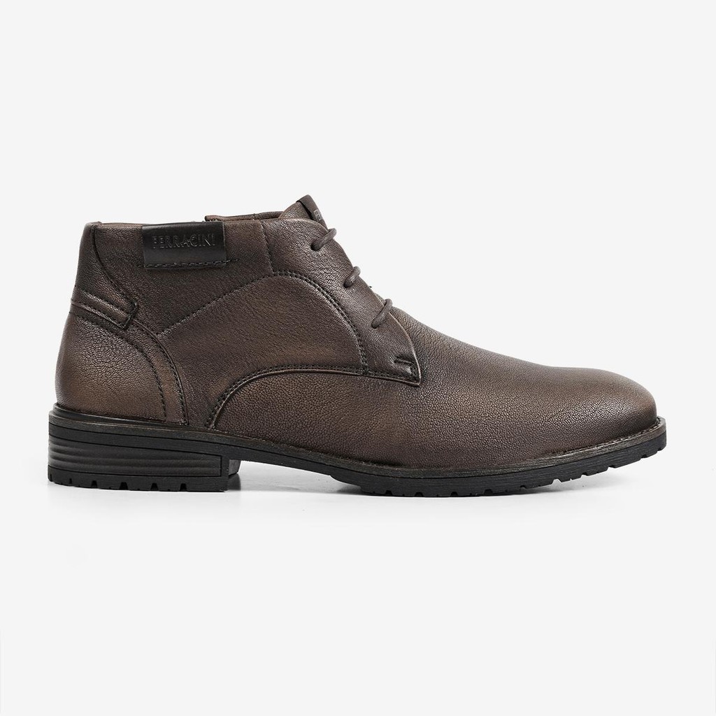Bota Masculina Casual Ferracini  Zíper Lateral Cadarço Palmilha Confortável  Bagda  Marrom 9620-665B em Oferta na Shopee