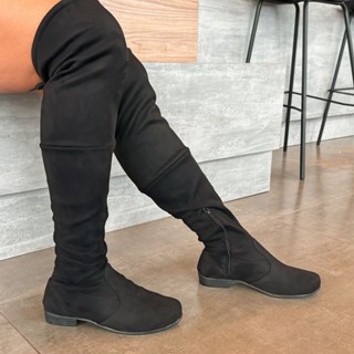 Bota Over Bota Montaria Over The Knee Acima do Joelho em camurça para mulheres empoderadas em Oferta na Shopee