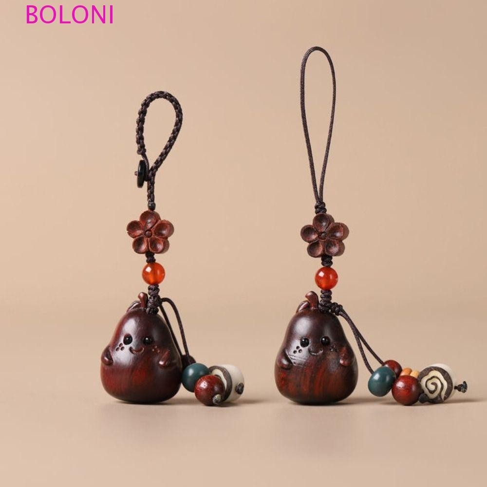 Chaveiro Bolonini , Mini-Corrente De Telefone Celular Em Forma De Pêra , Delicado Tessal Cute Chinese Style Woodcarving Car Pendant Decoração De Saco