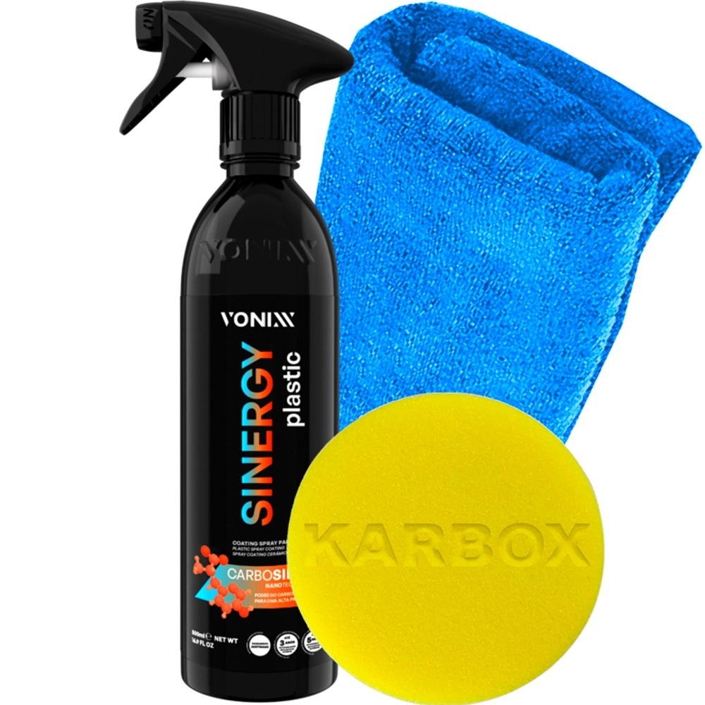 Kit Vitrificação de Plástico Sinergy Plastic Vonixx Toalha de Microfibra e Aplicador