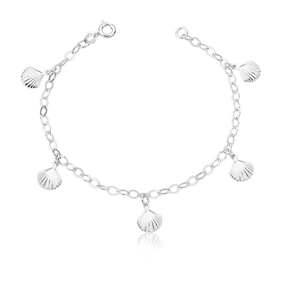 Pulseira prata 925 feminina 4 conchas