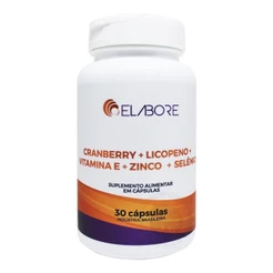 CRANBERRY + LICOPENO + VITAMINA E + ZINCO + SELÊNIO ELABORE COM 30 CÁPSULAS