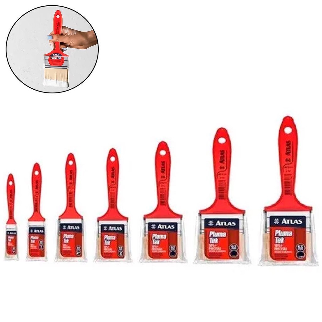 Pincel Trincha Plumatek Para Pintura Madeira Parede Esmalte Vários Tamanhos ATLAS Profissional - Home & Living