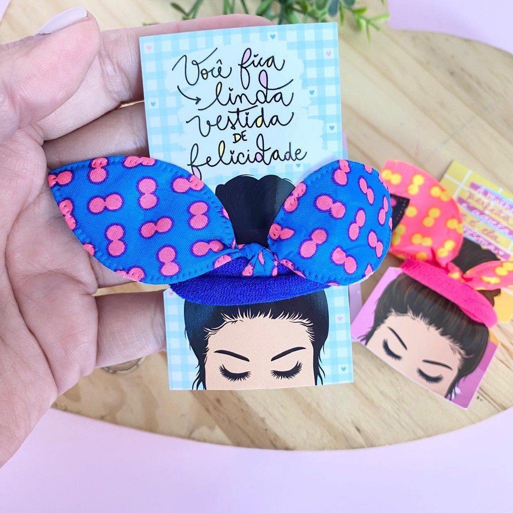 Kit de Cartao com amarrador de cabelo de laço a pronta entrega