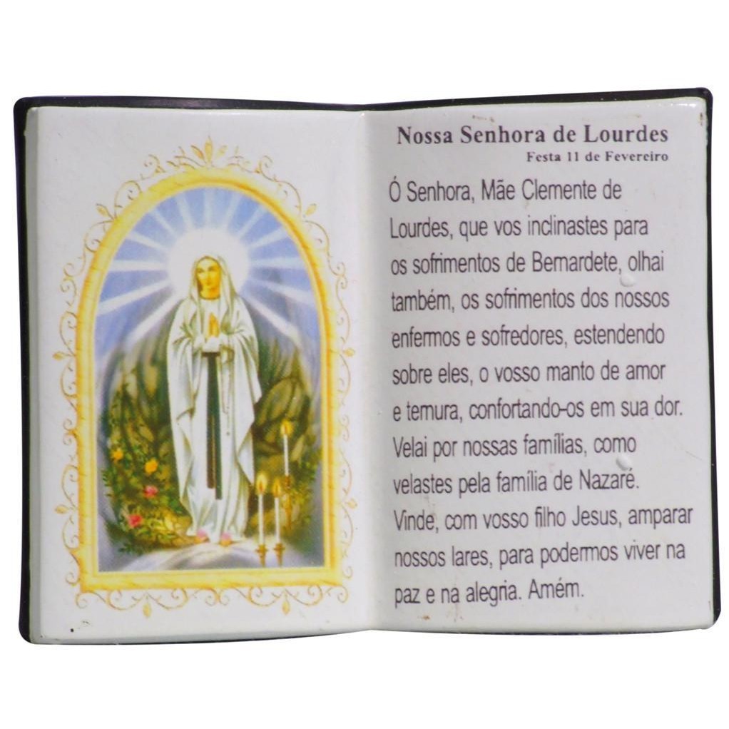 Enfeite Decorativo Livro Em Resina Nossa Senhora De Lourdes