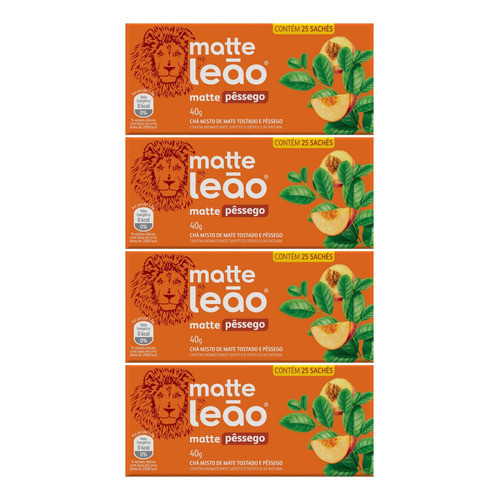Chá Matte Leão Mate Pêssego Sachê 40g Combo Com 100 Unidades em Oferta na Shopee
