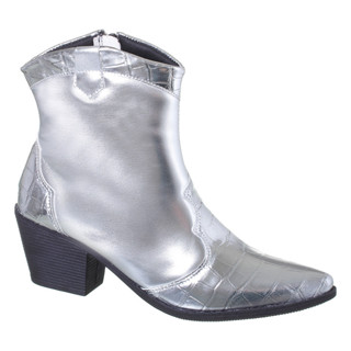Bota Feminina Texana Metalizada Cano Baixo Croco Ref 70100 em Oferta na Shopee