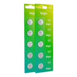 10 Baterias Pilha Moeda Cr2450 3v 2 Cartelas Brinquedo Elgin