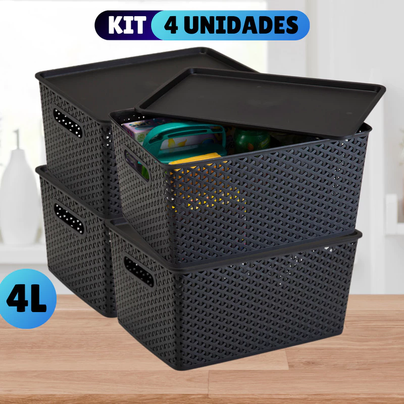 Organização Estilosa: Kit de Cestos R$29,90 🖤