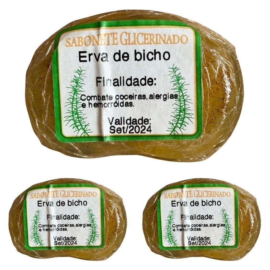 3x Sabonete Glicerinado Erva de Bicho - Combate Hemorróidas em Oferta na Shopee