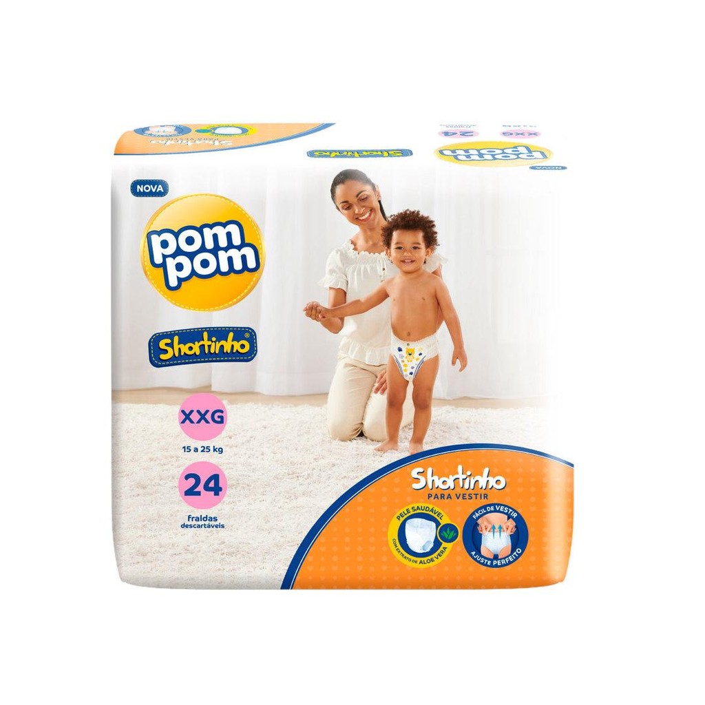 Fralda Pom Pom Shortinho Jumbo XXG 24 Unidades
