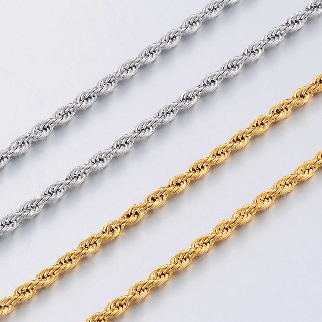 Corrente Masculina Prata Ouro Aço Inox Colar Cordão Trançado folhada cordao baiano fino masculina e feminina