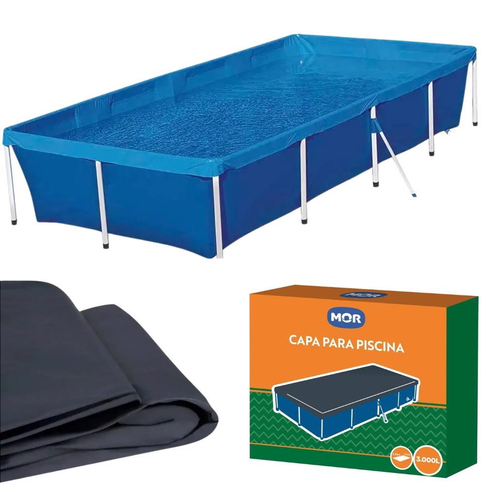 Piscina com Armação 3.000L 58x320x164CM e Capa para Piscina 3000L MOR em Oferta na Shopee